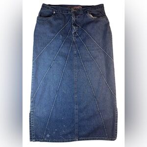 Vintage Me and You Skirt Womens Large Blue Denim Long Distressed Y2K 90s‎ Style